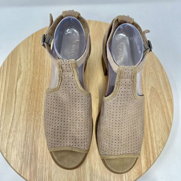 Koolaburra By UGG Shoes Tan Ashlyn Perforated Suede Heeled Sandal Size 10 - Picture 5 of 11